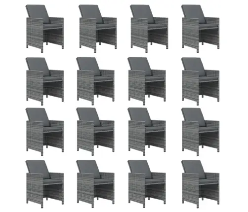 17-Daļīgs Dārza Mēbeļu Komplekts Ar Matračiem, Pe Rotangpalma Vidaxl