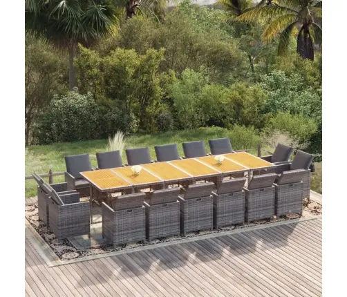 17-Daļīgs Dārza Mēbeļu Komplekts Ar Matračiem, Pe Rotangpalma Vidaxl