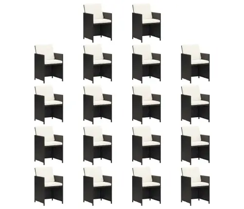 19-Daļīgs Dārza Mēbeļu Komplekts, Matrači, Melna Pe Rotangpalma Vidaxl