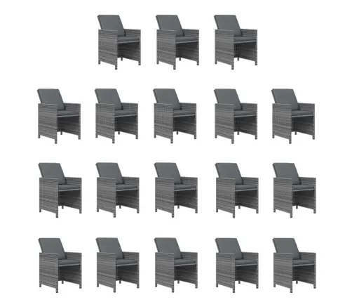 19-Daļīgs Dārza Mēbeļu Komplekts Ar Matračiem, Pe Rotangpalma Vidaxl