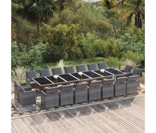 19-Daļīgs Dārza Mēbeļu Komplekts Ar Matračiem, Pe Rotangpalma Vidaxl