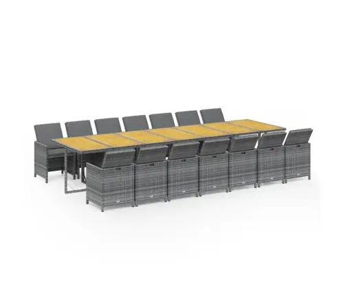 15-Daļīgs Dārza Mēbeļu Komplekts Ar Matračiem, Pe Rotangpalma Vidaxl