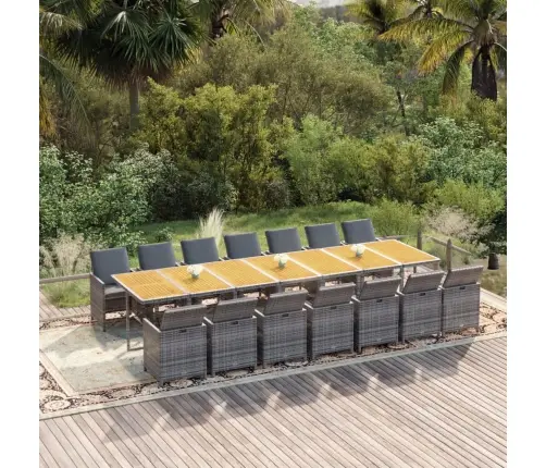 15-Daļīgs Dārza Mēbeļu Komplekts Ar Matračiem, Pe Rotangpalma Vidaxl