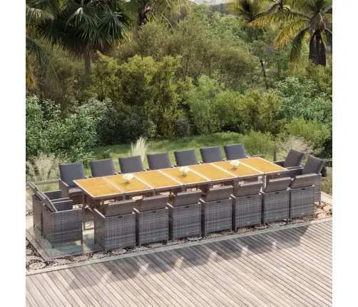 Sodo Komplektas Su Pagalvėlėmis, 19 Dalių, Pilkas, Poliratanas