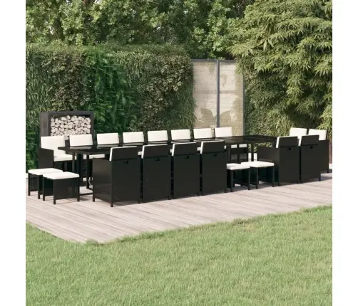 21-Daļīgs Dārza Mēbeļu Komplekts, Matrači, Melna Pe Rotangpalma Vidaxl