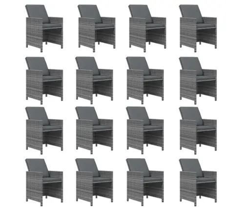 21-Daļīgs Dārza Mēbeļu Komplekts Ar Matračiem, Pe Rotangpalma Vidaxl