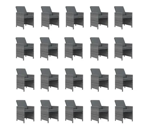 21-Osaline Aiamööbli Komplekt Patjadega, Hall, Polürotang