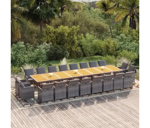 21-Osaline Aiamööbli Komplekt Patjadega, Hall, Polürotang