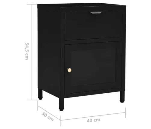 Naktsskapīši, 2 Gab., 40X30X54,5 Cm, Melns, Tērauds Un Stikls Vidaxl