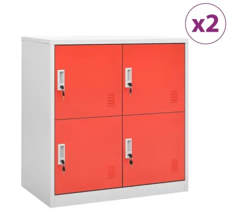 Ģērbtuves Skapji, 2 Gab., 90X45X92,5 Cm, Tērauds, Pelēksarkani Vidaxl