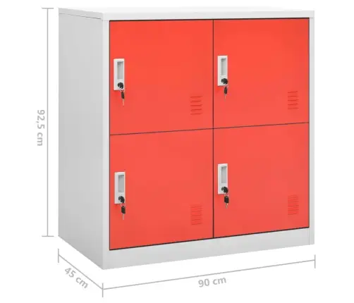 Ģērbtuves Skapji, 2 Gab., 90X45X92,5 Cm, Tērauds, Pelēksarkani Vidaxl