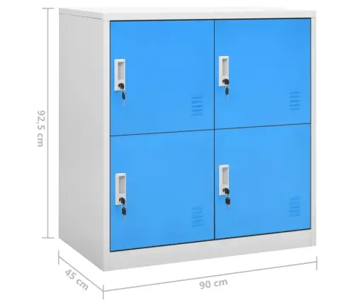 Ģērbtuves Skapji, 5 Gab., 90X45X92,5 Cm, Tērauds, Pelēki, Zili Vidaxl