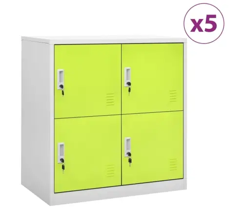 Ģērbtuves Skapji, 5 Gab., 90X45X92,5 Cm, Tērauds, Pelēki, Zaļi Vidaxl