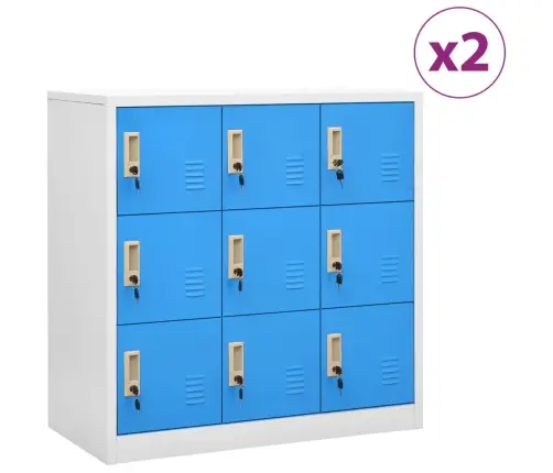 Ģērbtuves Skapji, 2 Gab., 90X45X92,5 Cm, Tērauds, Pelēki, Zili Vidaxl