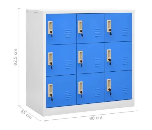 Ģērbtuves Skapji, 2 Gab., 90X45X92,5 Cm, Tērauds, Pelēki, Zili Vidaxl