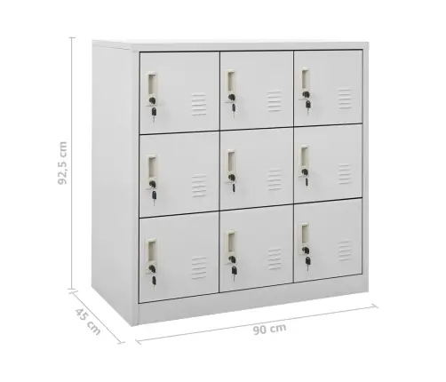 Ģērbtuves Skapji, 5 Gab., 90X45X92,5 Cm, Tērauds, Gaiši Pelēki Vidaxl