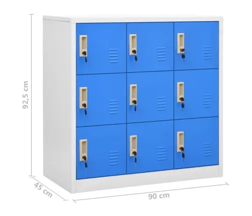 Ģērbtuves Skapji, 5 Gab., 90X45X92,5 Cm, Tērauds, Pelēki, Zili Vidaxl