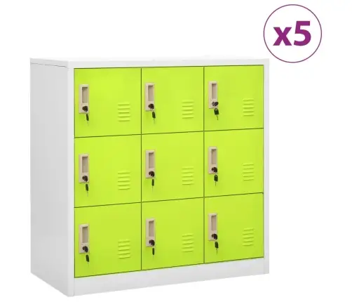 Ģērbtuves Skapji, 5 Gab., 90X45X92,5 Cm, Tērauds, Pelēki, Zaļi Vidaxl