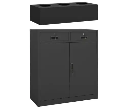 Biroja Skapis Ar Puķu Kasti, 90X40X125 Cm, Pelēks Tērauds Vidaxl