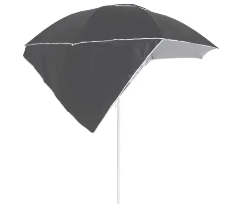 Pludmales Saulessargs Ar Sānu Sienām, 215 Cm, Pelēks Vidaxl