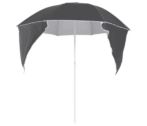 Pludmales Saulessargs Ar Sānu Sienām, 215 Cm, Pelēks Vidaxl