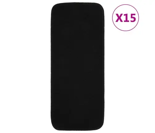 Kāpņu Paklāji, Neslīdoši, 15 Gab., 60X25 Cm, Melni, Taisnstūra Vidaxl