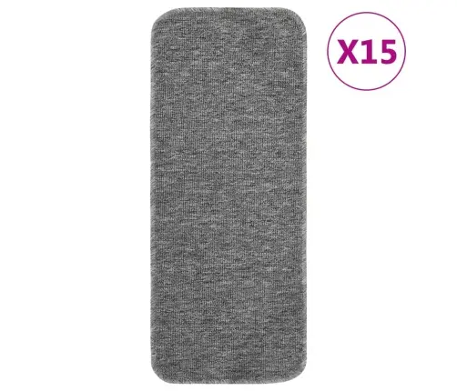 Kāpņu Paklāji, Neslīdoši, 15 Gab., 60X25 Cm, Pelēki, Taisnstūra Vidaxl