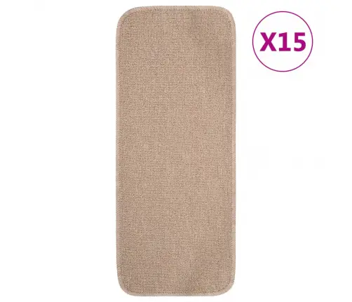 Kāpņu Paklāji, Neslīdoši, 15 Gab., 60X25 Cm, Bēši, Taisnstūra Vidaxl