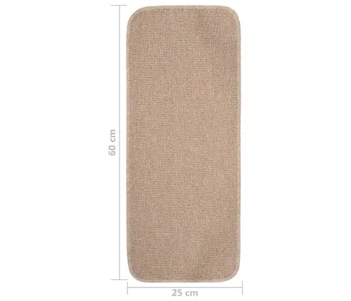 Kāpņu Paklāji, Neslīdoši, 15 Gab., 60X25 Cm, Bēši, Taisnstūra Vidaxl