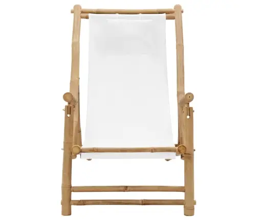 Terasos Kėdė, Baltos Spalvos, Bambukas Ir Drobė