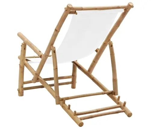 Terasos Kėdė, Baltos Spalvos, Bambukas Ir Drobė