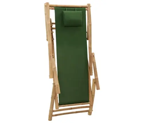 Terasos Kėdė, Žalios Spalvos, Bambukas Ir Drobė