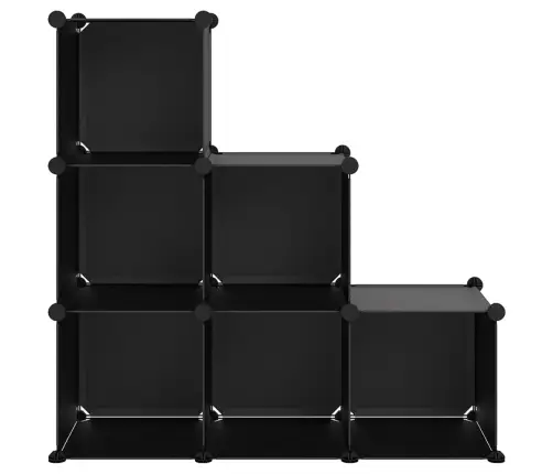Plaukts, 6 Kubveida Nodalījumi, Melns, Plastmasa Vidaxl