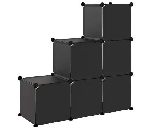 Plaukts, 6 Kubveida Nodalījumi, Melns, Plastmasa Vidaxl