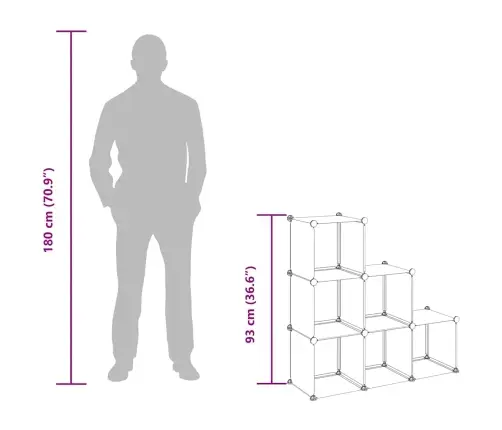 Plaukts, 6 Kubveida Nodalījumi, Melns, Plastmasa Vidaxl