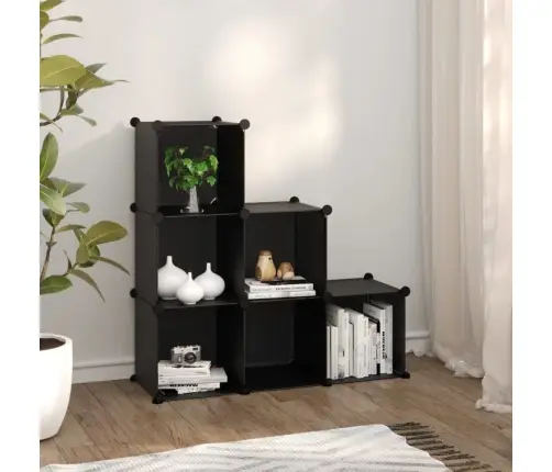 Plaukts, 6 Kubveida Nodalījumi, Melns, Plastmasa Vidaxl