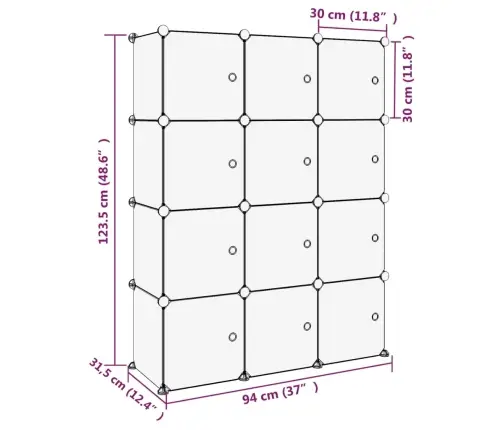 Daiktadėžė Su Kubeliais Ir Durelėmis, 12 Kubelių, Permatomas Pp