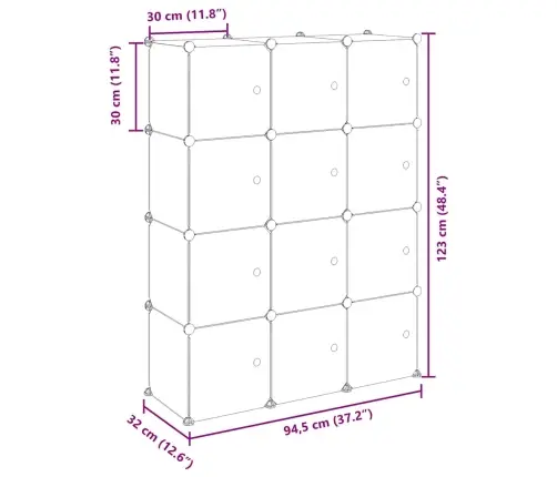 Daiktadėžė Su Kubeliais Ir Durelėmis, 12 Kubelių, Permatomas Pp