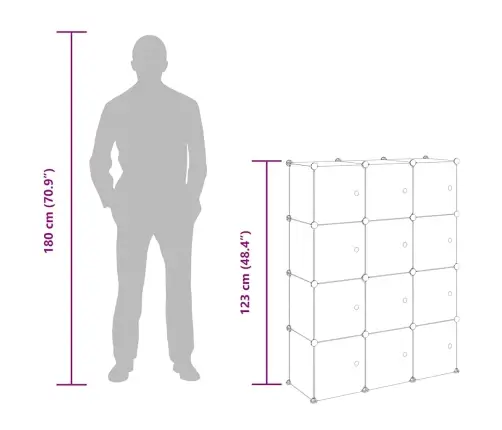 Daiktadėžė Su Kubeliais Ir Durelėmis, 12 Kubelių, Permatomas Pp