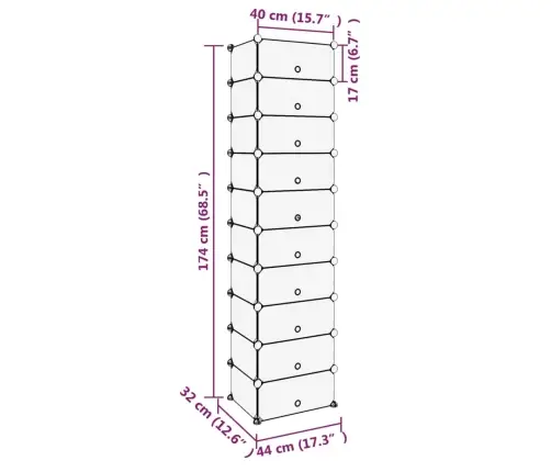 Apavu Plaukts, Melns, 44X32X174 Cm, Plastmasa Vidaxl