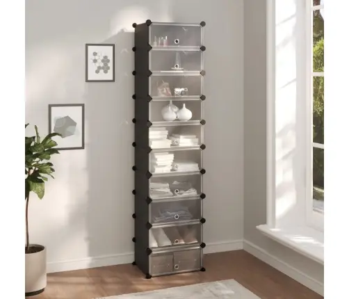 Apavu Plaukts, Melns, 44X32X174 Cm, Plastmasa Vidaxl