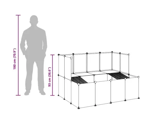 Mazu Mājdzīvnieku Sētiņa, Melna, 143X107X93 Cm, Pp Un Tērauds Vidaxl