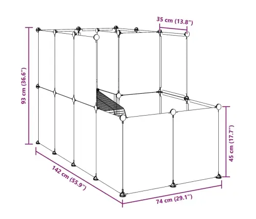 Mazu Mājdzīvnieku Sētiņa, Melna, 142X74X93 Cm, Pp Un Tērauds Vidaxl