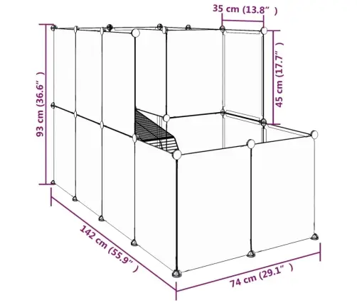 Mazu Mājdzīvnieku Sētiņa, 142X74X93 Cm, Pp Un Tērauds Vidaxl