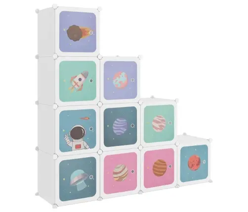 Kuubikukujuline Hoiukapp Lastele 10 Kuubikuga, Valge, Polüpropüleenist
