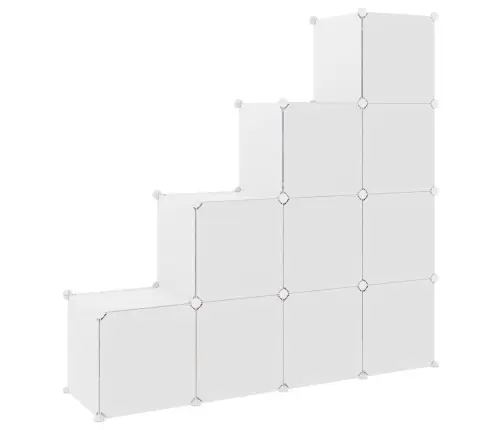 Kuubikukujuline Hoiukapp Lastele 10 Kuubikuga, Valge, Polüpropüleenist