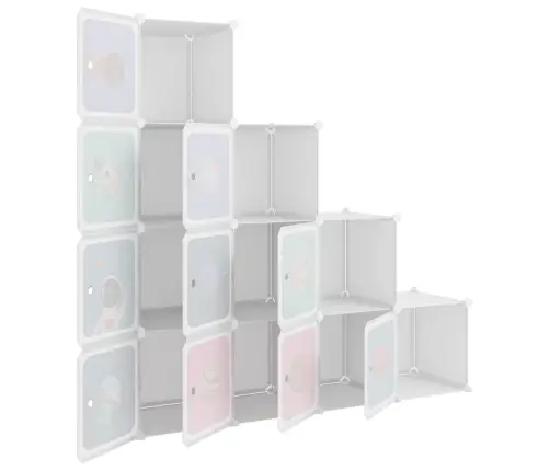Kuubikukujuline Hoiukapp Lastele 10 Kuubikuga, Valge, Polüpropüleenist