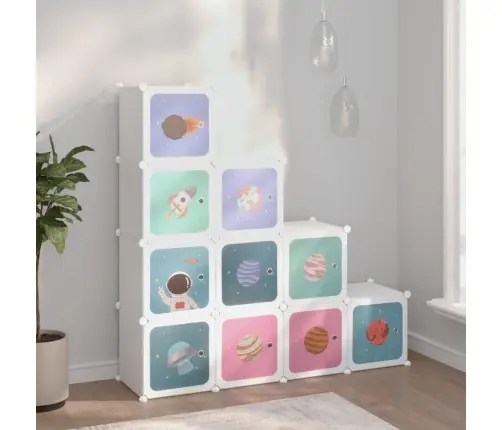 Kuubikukujuline Hoiukapp Lastele 10 Kuubikuga, Valge, Polüpropüleenist