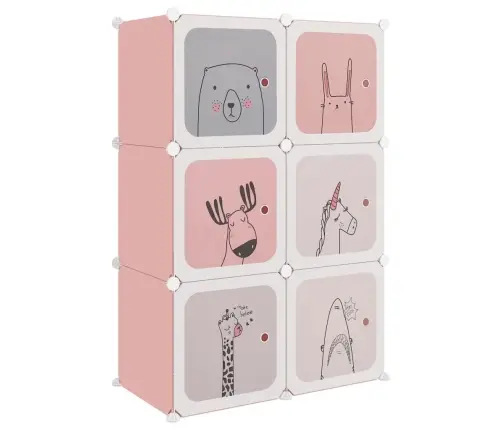 Skapītis Bērniem, 6 Kubveida Nodalījumi, Rozā, Plastmasa Vidaxl