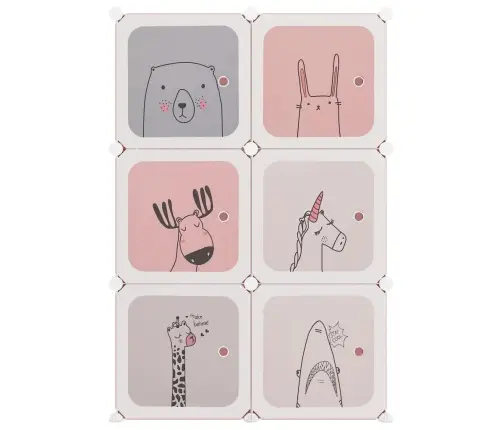 Skapītis Bērniem, 6 Kubveida Nodalījumi, Rozā, Plastmasa Vidaxl